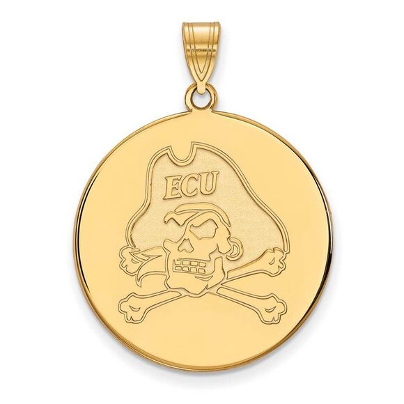 14k Yellow Gold East Carolina U XL Disc Pendant